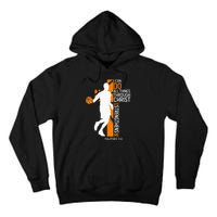 Christian Basketball Cross I Can Do All Things Through Jesus Tall Hoodie