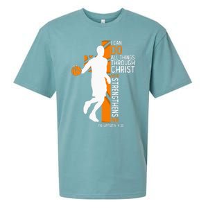 Christian Basketball Cross I Can Do All Things Through Jesus Sueded Cloud Jersey T-Shirt