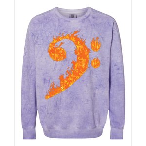 Cool Bass Clef Gift For Men Women Fire Musical Symbol Lover Colorblast Crewneck Sweatshirt