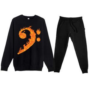 Cool Bass Clef Gift For Men Women Fire Musical Symbol Lover Premium Crewneck Sweatsuit Set