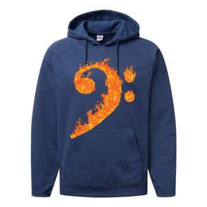 Cool Bass Clef Gift For Men Women Fire Musical Symbol Lover Performance Fleece Hoodie