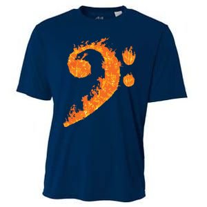 Cool Bass Clef Gift For Men Women Fire Musical Symbol Lover Cooling Performance Crew T-Shirt