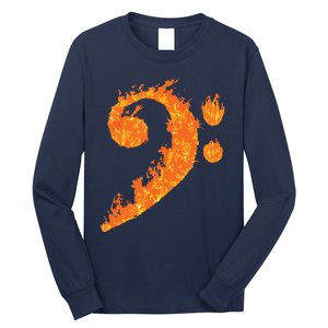 Cool Bass Clef Gift For Men Women Fire Musical Symbol Lover Long Sleeve Shirt