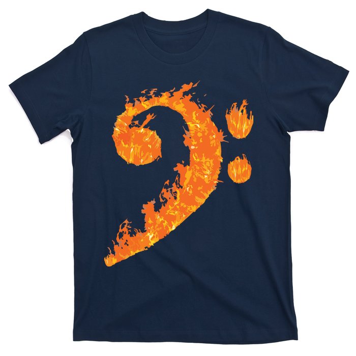 Cool Bass Clef Gift For Men Women Fire Musical Symbol Lover T-Shirt