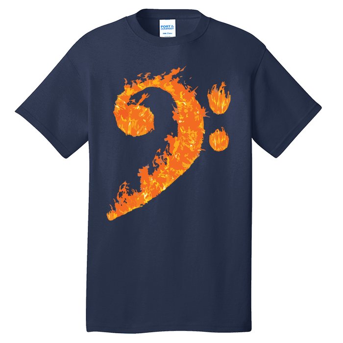 Cool Bass Clef Gift For Men Women Fire Musical Symbol Lover Tall T-Shirt