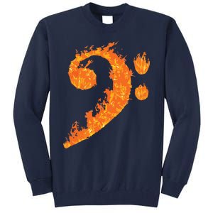 Cool Bass Clef Gift For Men Women Fire Musical Symbol Lover Tall Sweatshirt