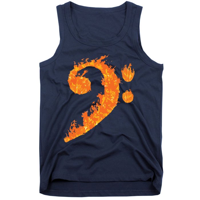 Cool Bass Clef Gift For Men Women Fire Musical Symbol Lover Tank Top