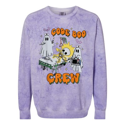 Code Boo Crew Funny Ghost Nurse Halloween Costume Nursing Colorblast Crewneck Sweatshirt