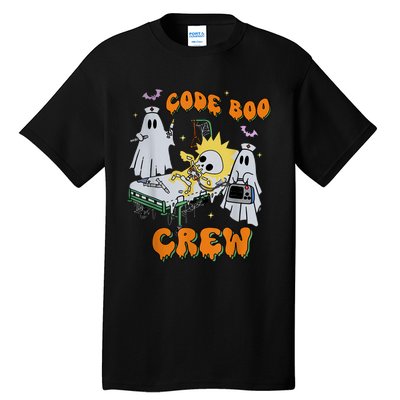 Code Boo Crew Funny Ghost Nurse Halloween Costume Nursing Tall T-Shirt