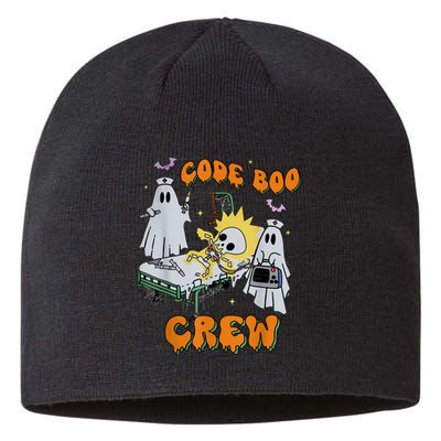 Code Boo Crew Funny Ghost Nurse Halloween Costume Nursing Sustainable Beanie