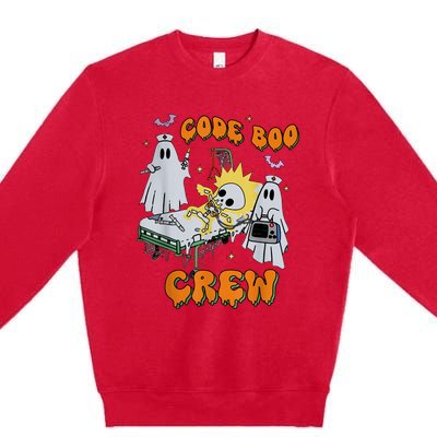 Code Boo Crew Funny Ghost Nurse Halloween Costume Nursing Premium Crewneck Sweatshirt