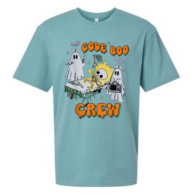 Code Boo Crew Funny Ghost Nurse Halloween Costume Nursing Sueded Cloud Jersey T-Shirt