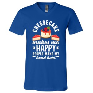 Cheesecake Baker Cheese Cake Makes Me Happy Funny Gift V-Neck T-Shirt