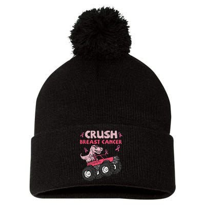 Crush Breast Cancer Awareness Monster Truck Ribbon Pom Pom 12in Knit Beanie