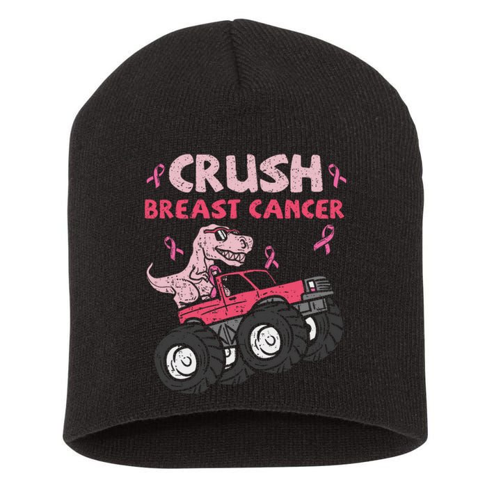 Crush Breast Cancer Awareness Monster Truck Ribbon Short Acrylic Beanie