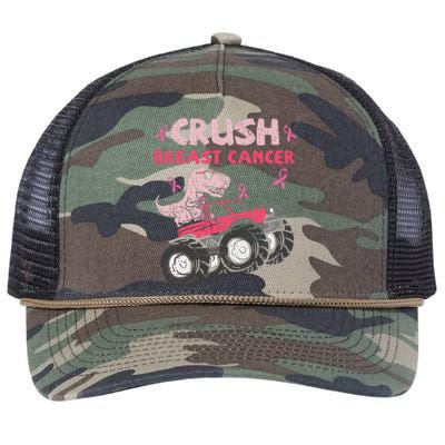 Crush Breast Cancer Awareness Monster Truck Ribbon Retro Rope Trucker Hat Cap