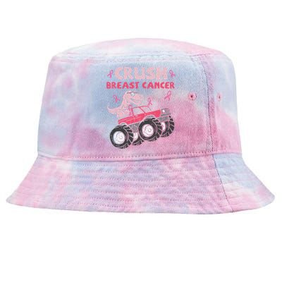 Crush Breast Cancer Awareness Monster Truck Ribbon Tie-Dyed Bucket Hat