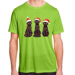 Cute Black Cat Santa Christmas Lights Cat Kitty Pajamas Xmas Cool Gift Adult ChromaSoft Performance T-Shirt