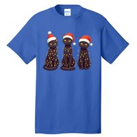 Cute Black Cat Santa Christmas Lights Cat Kitty Pajamas Xmas Cool Gift Tall T-Shirt