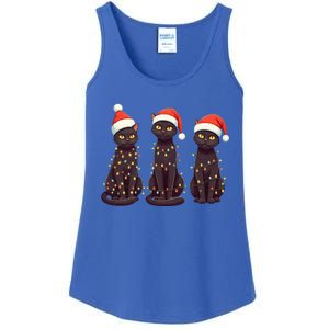 Cute Black Cat Santa Christmas Lights Cat Kitty Pajamas Xmas Cool Gift Ladies Essential Tank