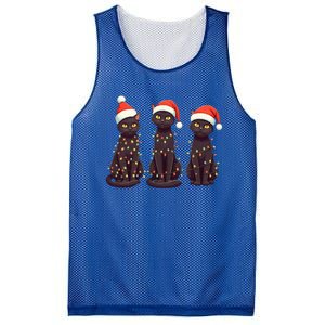 Cute Black Cat Santa Christmas Lights Cat Kitty Pajamas Xmas Cool Gift Mesh Reversible Basketball Jersey Tank