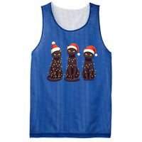 Cute Black Cat Santa Christmas Lights Cat Kitty Pajamas Xmas Cool Gift Mesh Reversible Basketball Jersey Tank