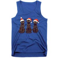 Cute Black Cat Santa Christmas Lights Cat Kitty Pajamas Xmas Cool Gift Tank Top