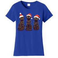 Cute Black Cat Santa Christmas Lights Cat Kitty Pajamas Xmas Cool Gift Women's T-Shirt