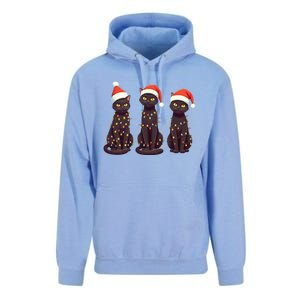 Cute Black Cat Santa Christmas Lights Cat Kitty Pajamas Xmas Cool Gift Unisex Surf Hoodie