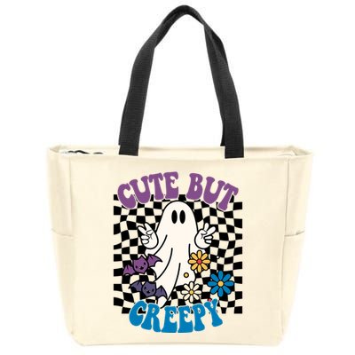 Cute But Creepy Funny Halloween Retro Zip Tote Bag