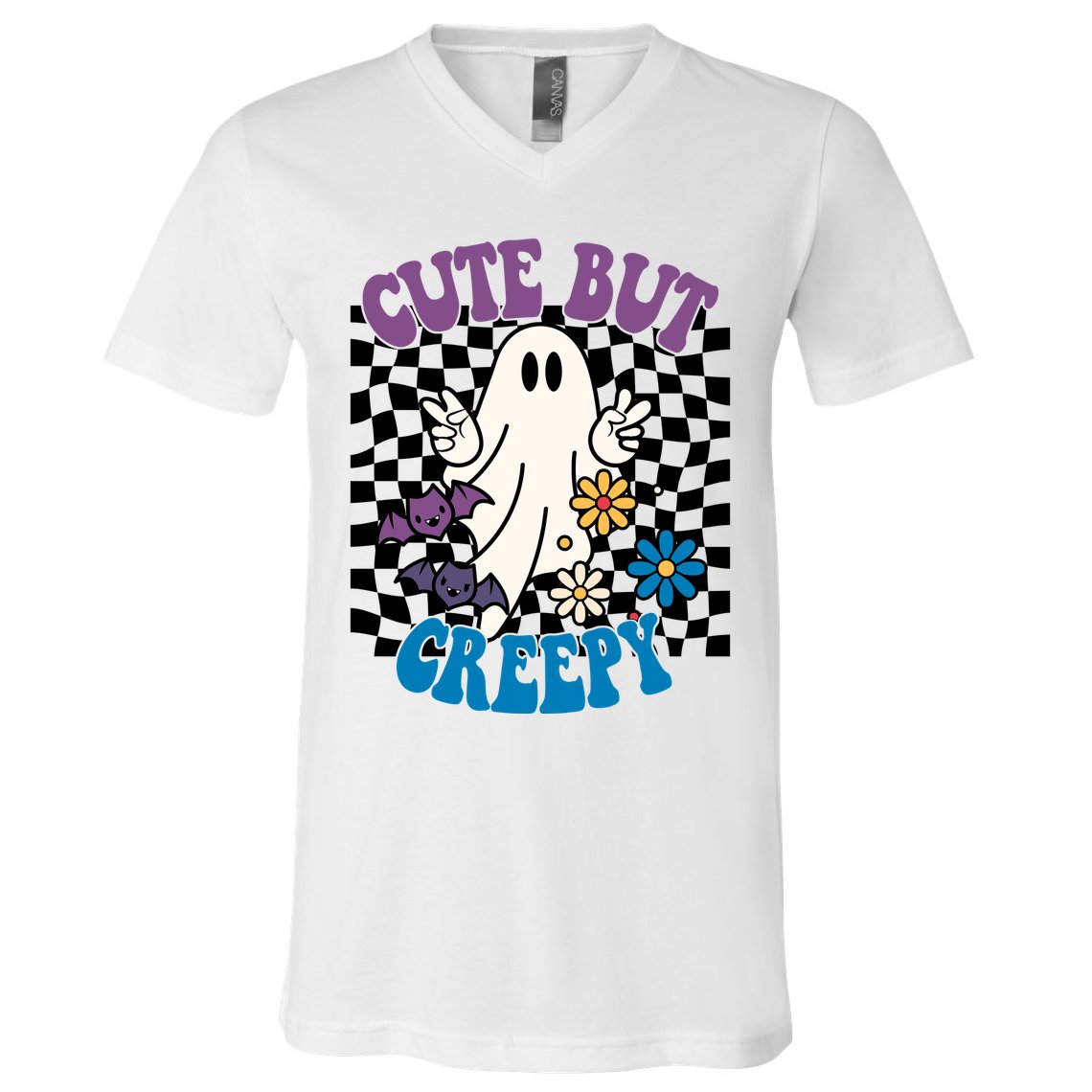 Cute But Creepy Funny Halloween Retro V-Neck T-Shirt
