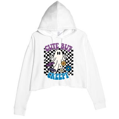 Cute But Creepy Funny Halloween Retro Crop Fleece Hoodie