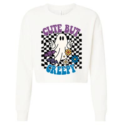 Cute But Creepy Funny Halloween Retro Cropped Pullover Crew