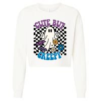 Cute But Creepy Funny Halloween Retro Cropped Pullover Crew