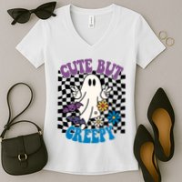Cute But Creepy Funny Halloween Retro Women's V-Neck T-Shirt