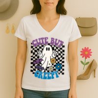 Cute But Creepy Funny Halloween Retro Women's V-Neck T-Shirt