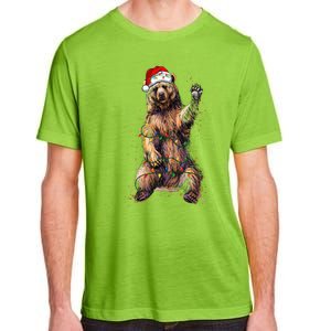 Cute bear Christmas Lights Santa Hat Merry Christmas Adult ChromaSoft Performance T-Shirt