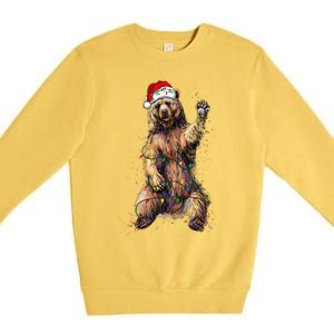 Cute bear Christmas Lights Santa Hat Merry Christmas Premium Crewneck Sweatshirt