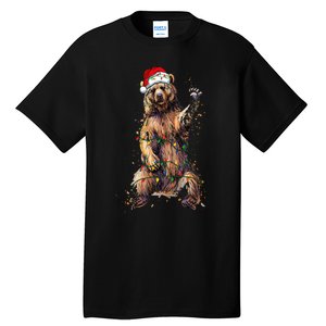 Cute bear Christmas Lights Santa Hat Merry Christmas Tall T-Shirt