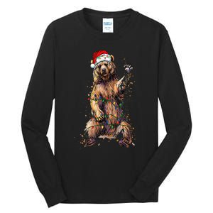 Cute bear Christmas Lights Santa Hat Merry Christmas Tall Long Sleeve T-Shirt