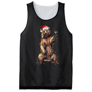 Cute bear Christmas Lights Santa Hat Merry Christmas Mesh Reversible Basketball Jersey Tank