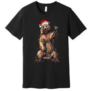 Cute bear Christmas Lights Santa Hat Merry Christmas Premium T-Shirt