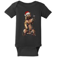 Cute bear Christmas Lights Santa Hat Merry Christmas Baby Bodysuit