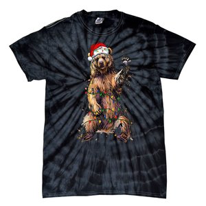 Cute bear Christmas Lights Santa Hat Merry Christmas Tie-Dye T-Shirt