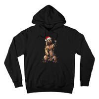 Cute bear Christmas Lights Santa Hat Merry Christmas Tall Hoodie