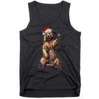 Cute bear Christmas Lights Santa Hat Merry Christmas Tank Top