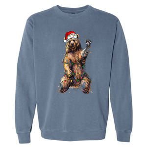 Cute bear Christmas Lights Santa Hat Merry Christmas Garment-Dyed Sweatshirt