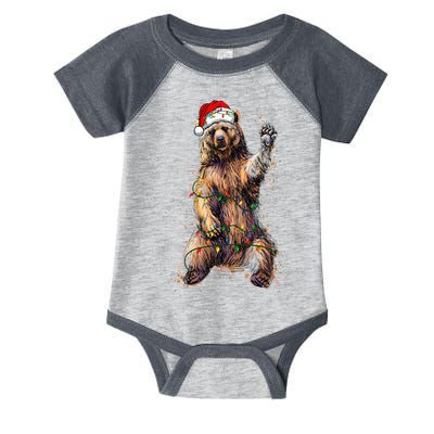 Cute bear Christmas Lights Santa Hat Merry Christmas Infant Baby Jersey Bodysuit