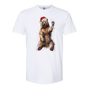 Cute bear Christmas Lights Santa Hat Merry Christmas Softstyle CVC T-Shirt