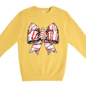 Coquette Bow Christmas Tree Cake Christmas Vibes Premium Crewneck Sweatshirt